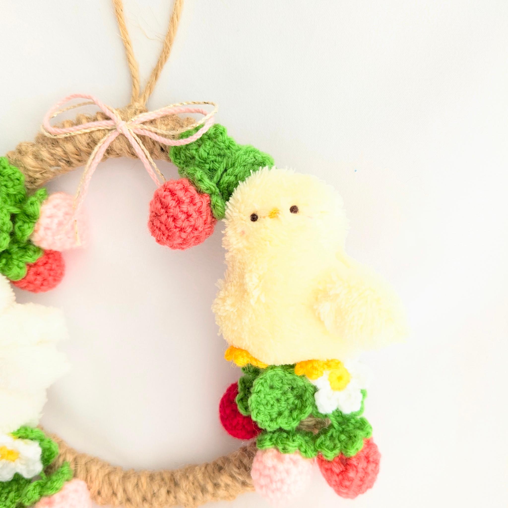 いちご大好き♡ふわふわひよこちゃんとうさぎさんのリース | 4枚目
