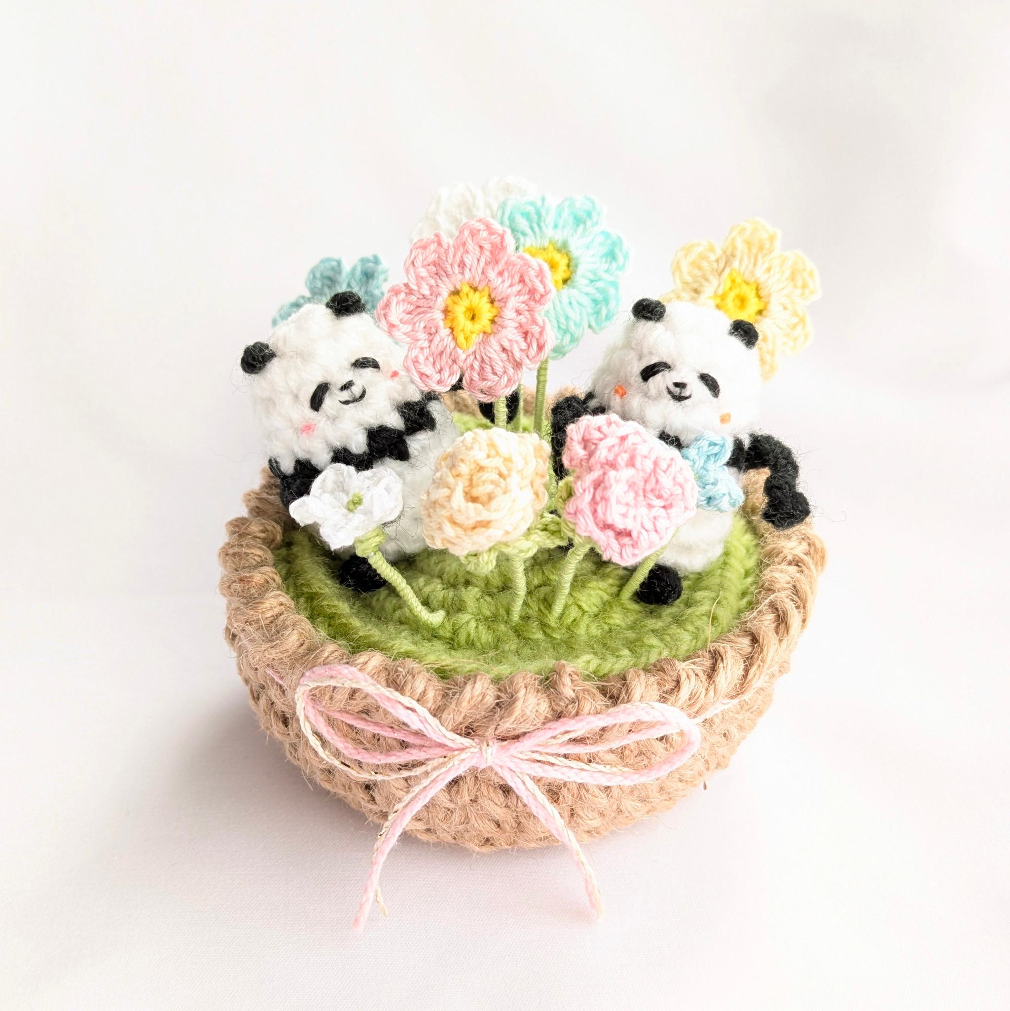 【受注制作】パンダさんの花かご | 2枚目