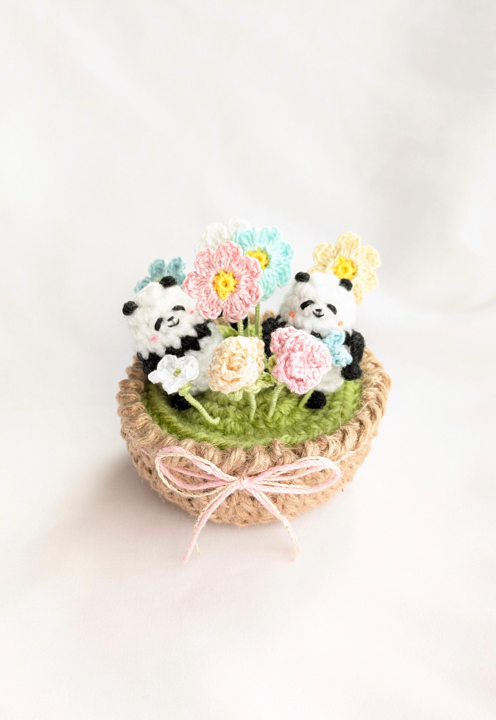【受注制作】パンダさんの花かご | 6枚目