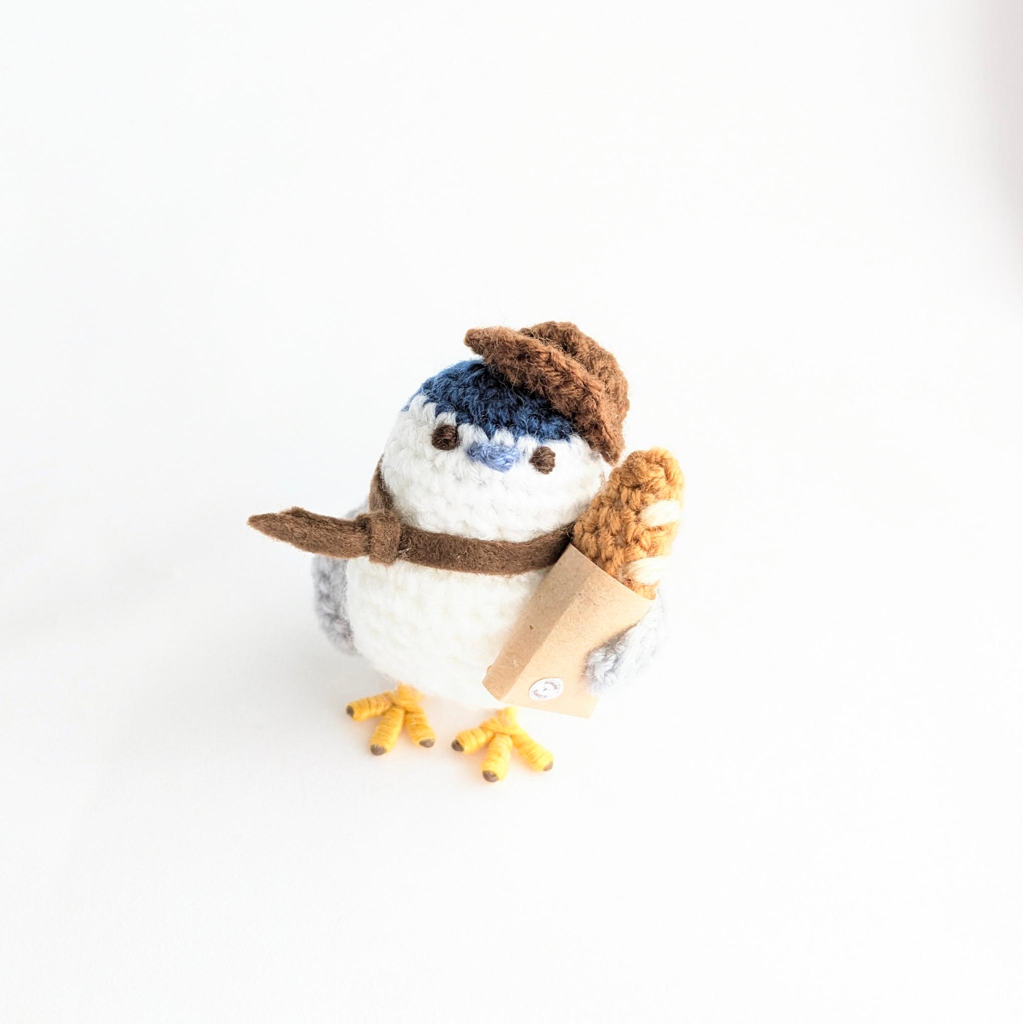 【受注制作】ゴイサギのあみぐるみパン屋さんver.1枚目の画像