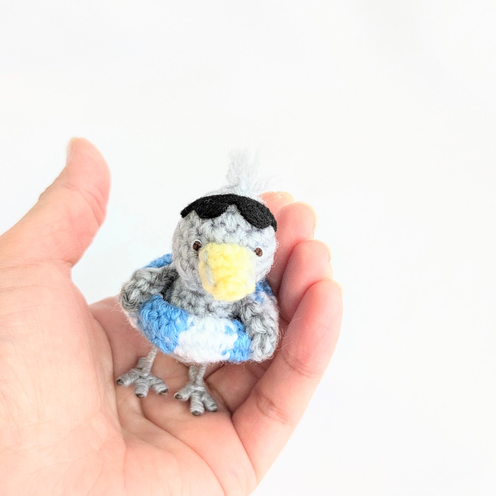 【受注制作】夏の思い出小さなハシビロコウのあみぐるみ（浮き輪） | 6枚目