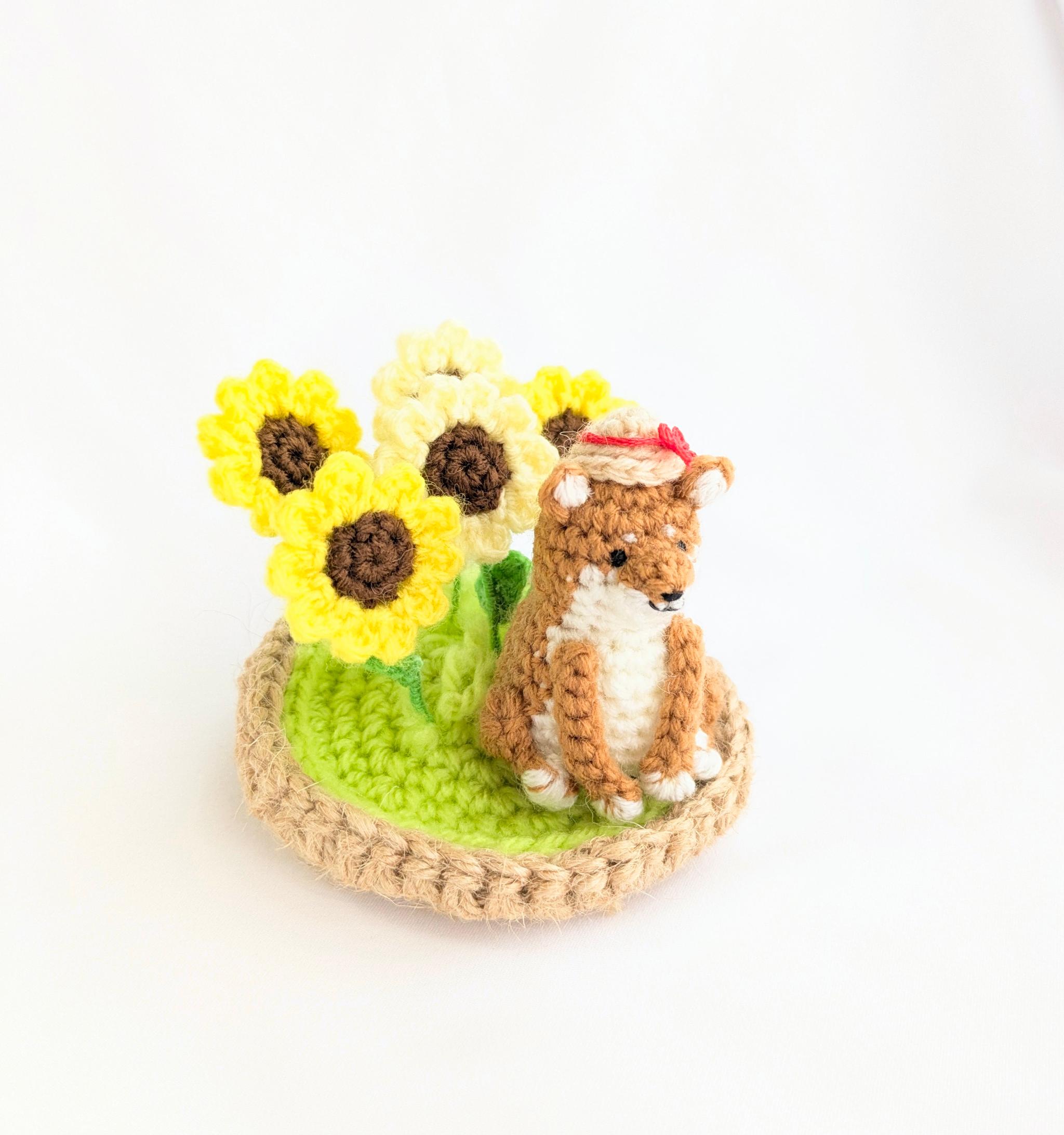 【受注制作】小さな柴犬さんとひまわり畑の置き物 | 3枚目