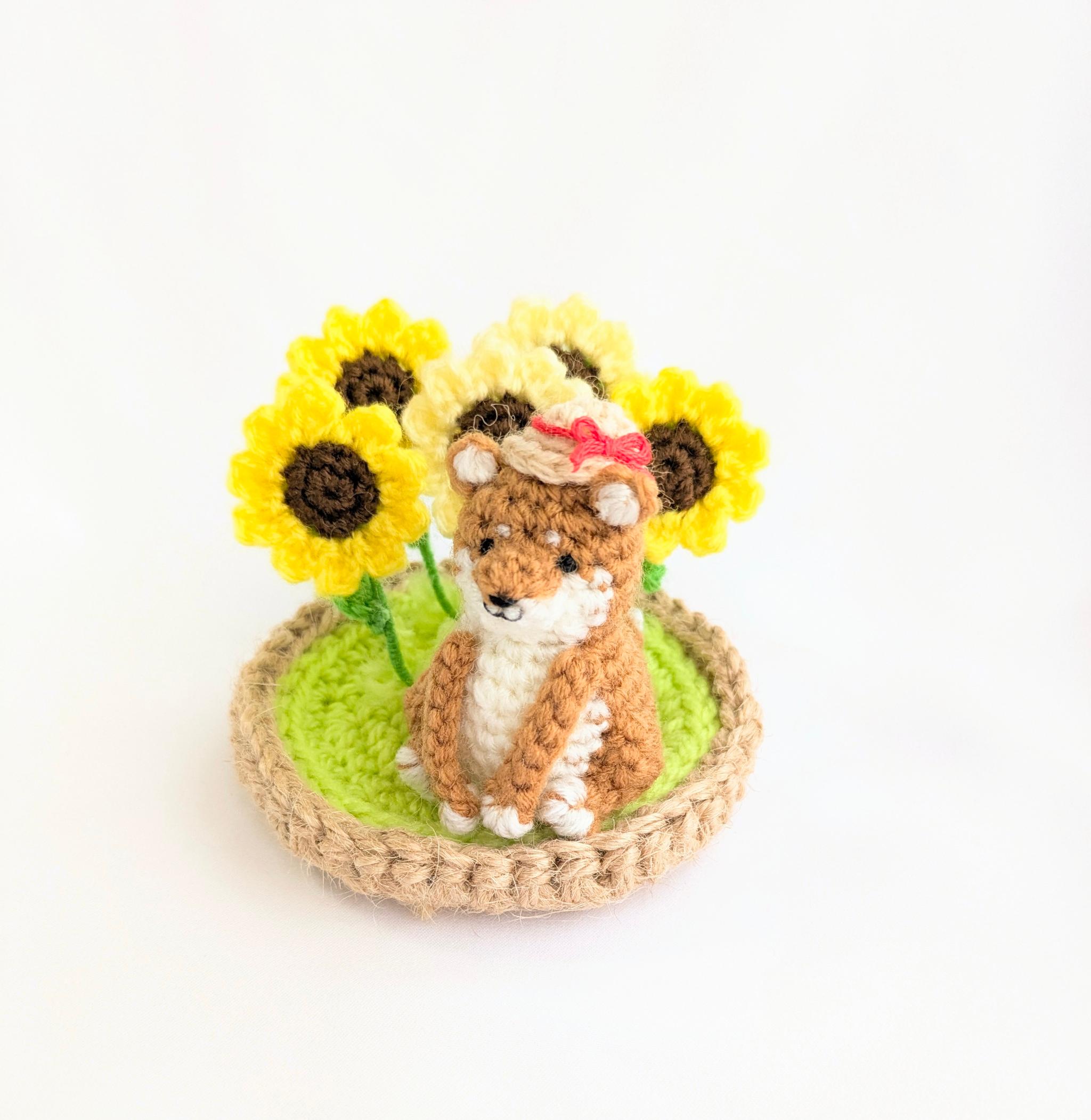 【受注制作】小さな柴犬さんとひまわり畑の置き物 | 5枚目