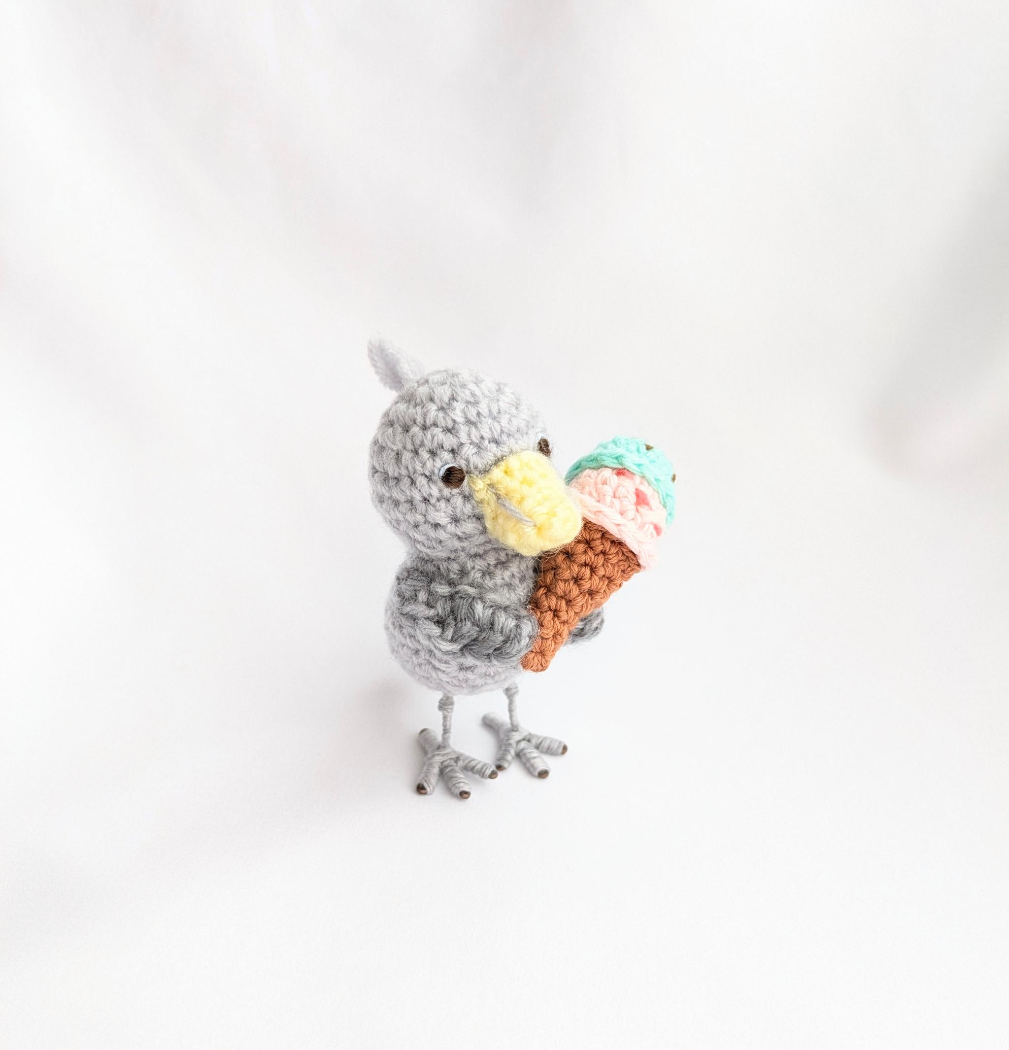 【受注制作】ハシビロコウのあみぐるみ(アイスクリーム) | 2枚目