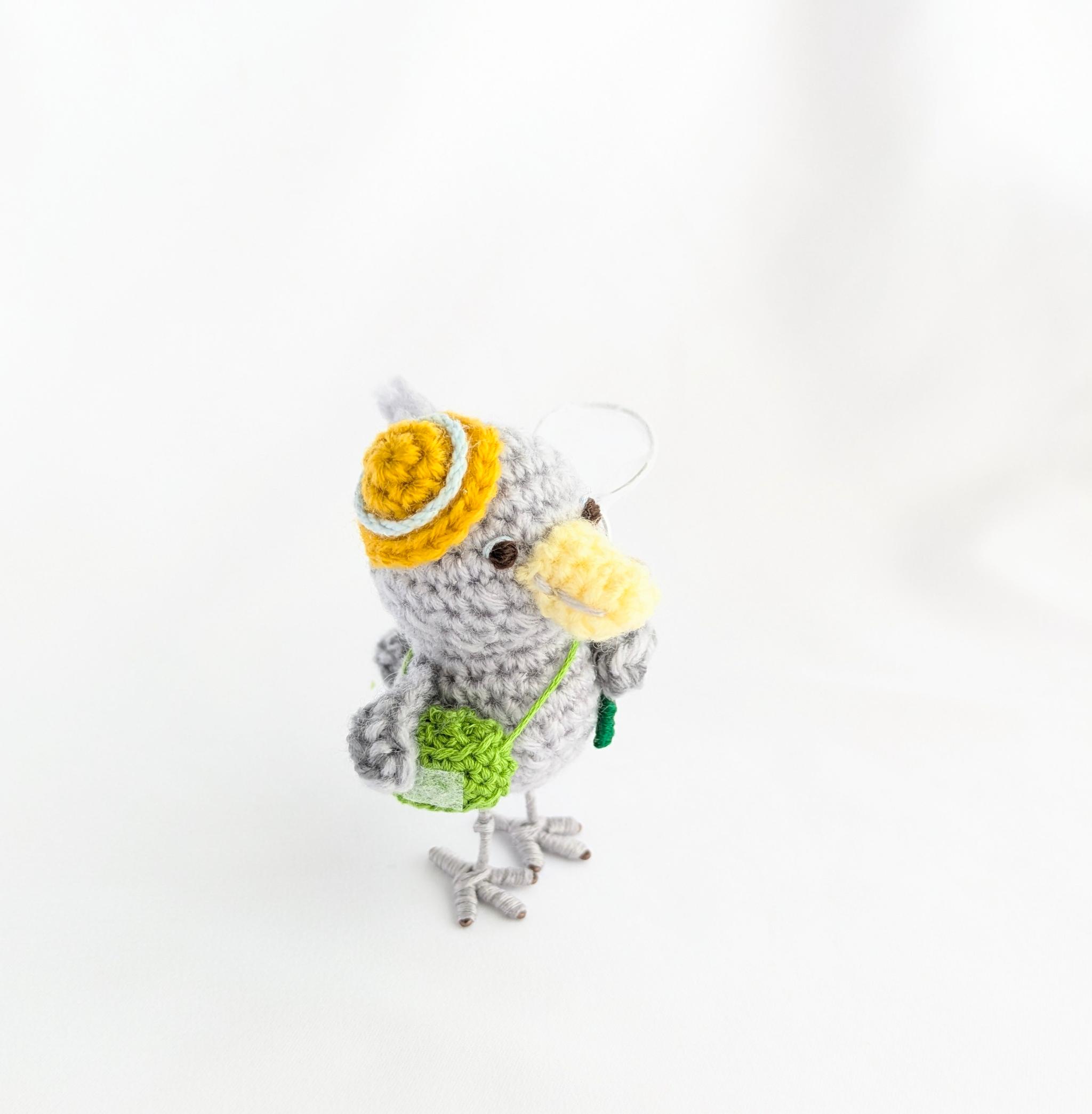 【受注制作】ハシビロコウのあみぐるみ(虫とり)1枚目の画像