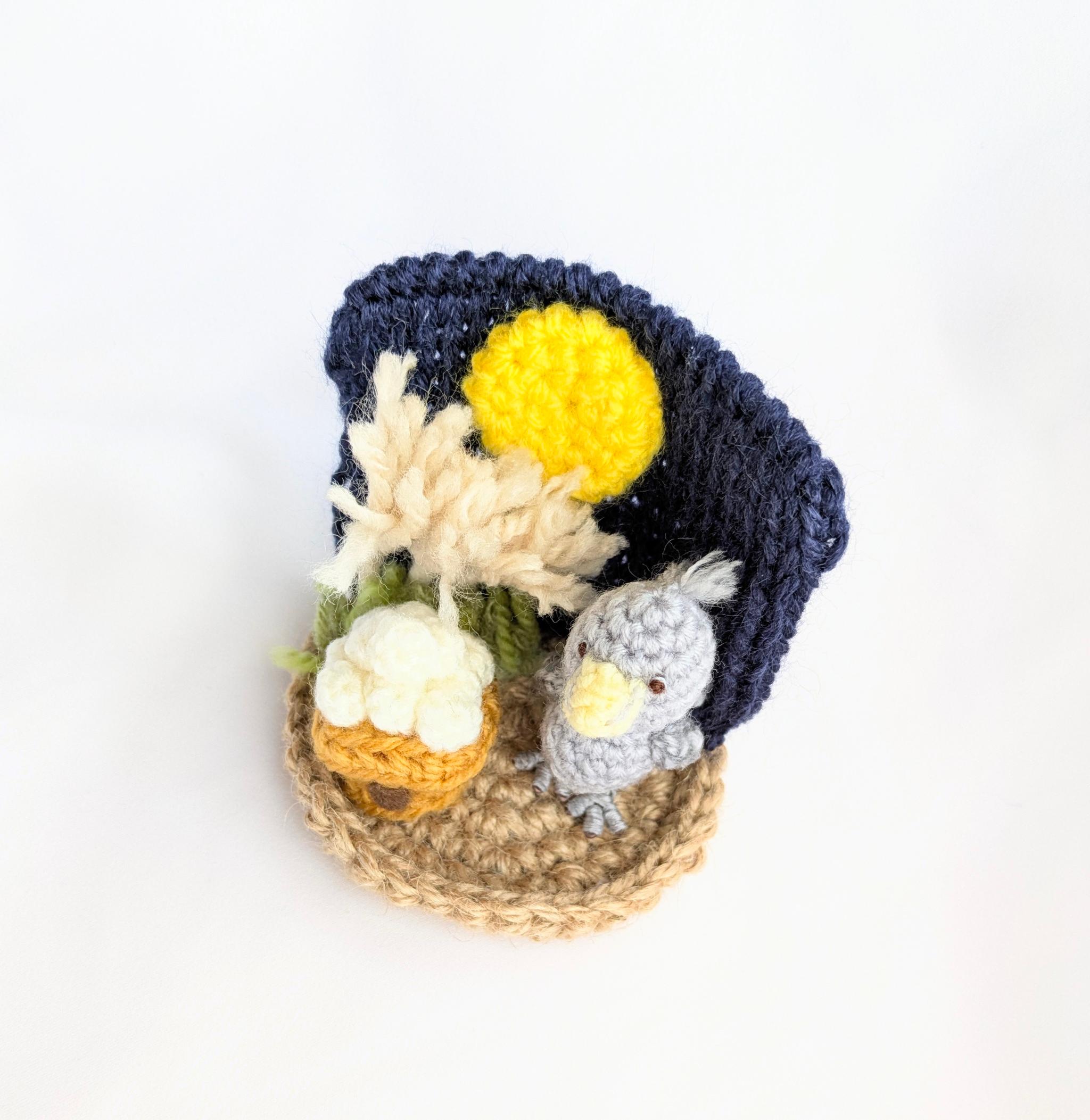 【受注制作】お月見ハシビロコウさんの小さな置物 | 6枚目