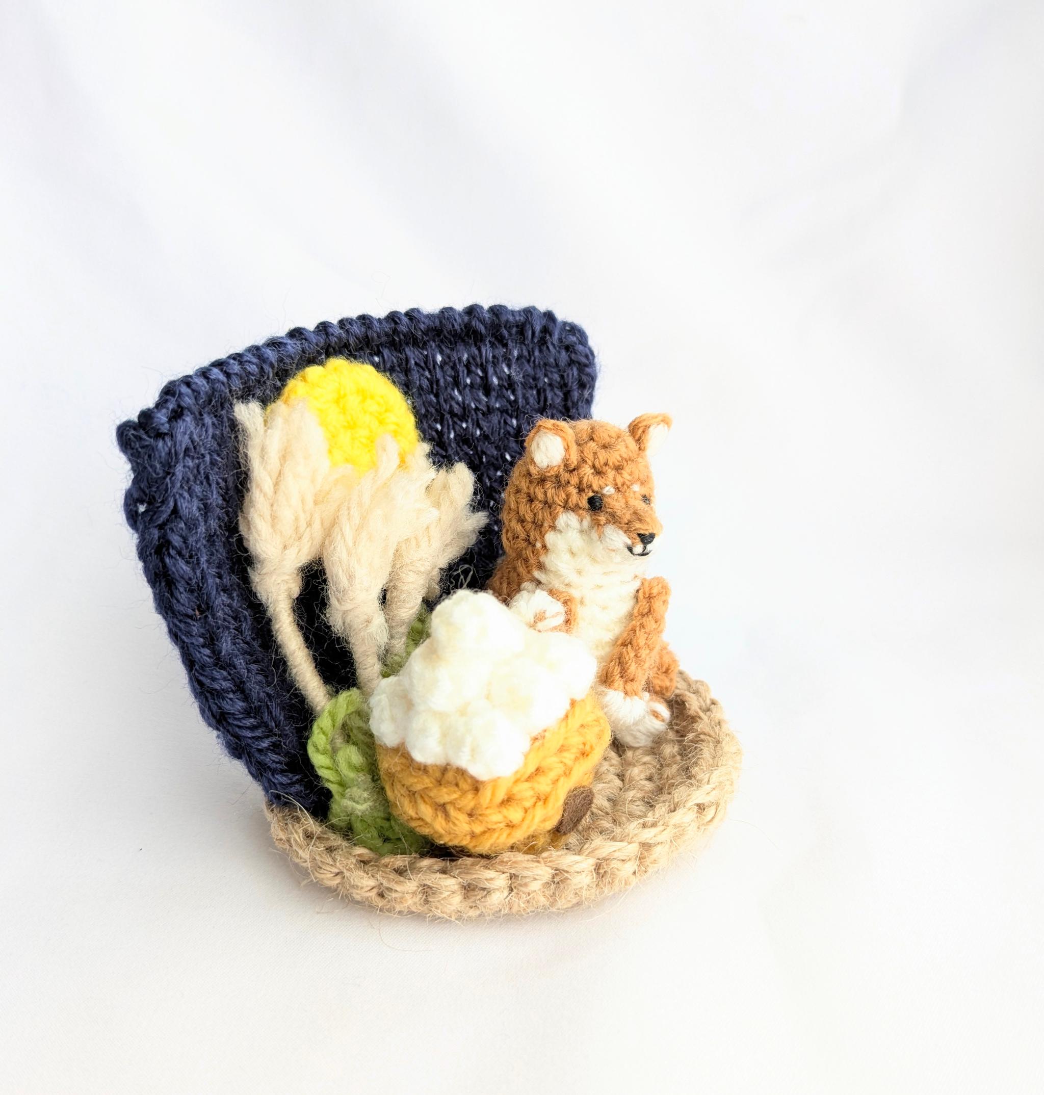 【受注制作】お月見柴犬さんの小さな置物 | 2枚目