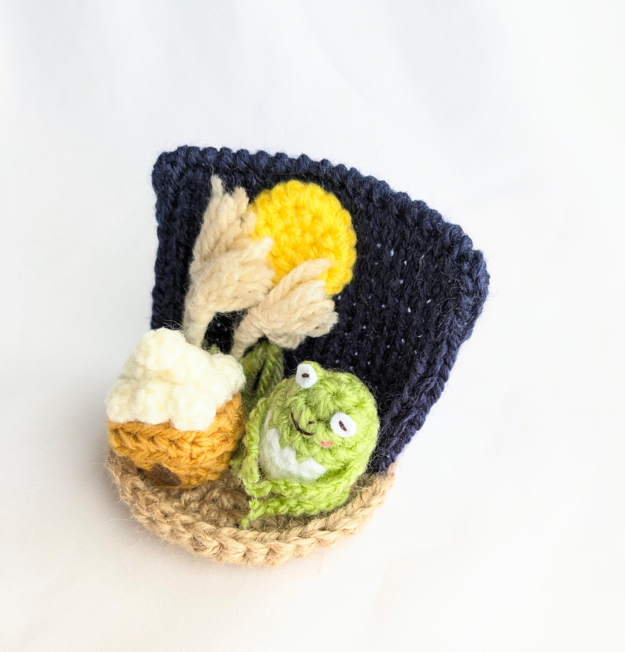 【受注制作】お月見カエルさんの小さな置物 | 2枚目