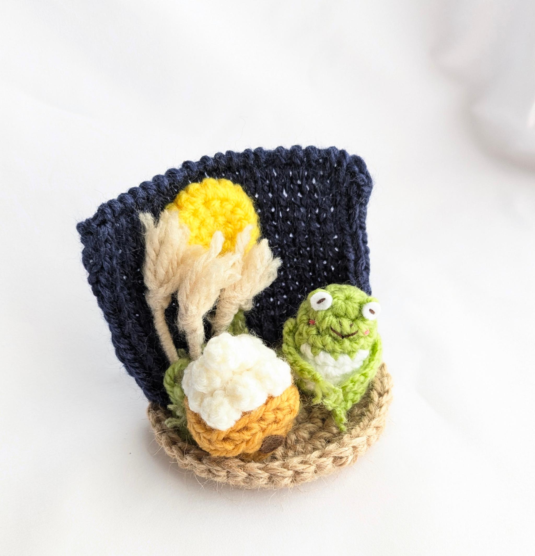 【受注制作】お月見カエルさんの小さな置物 | 3枚目