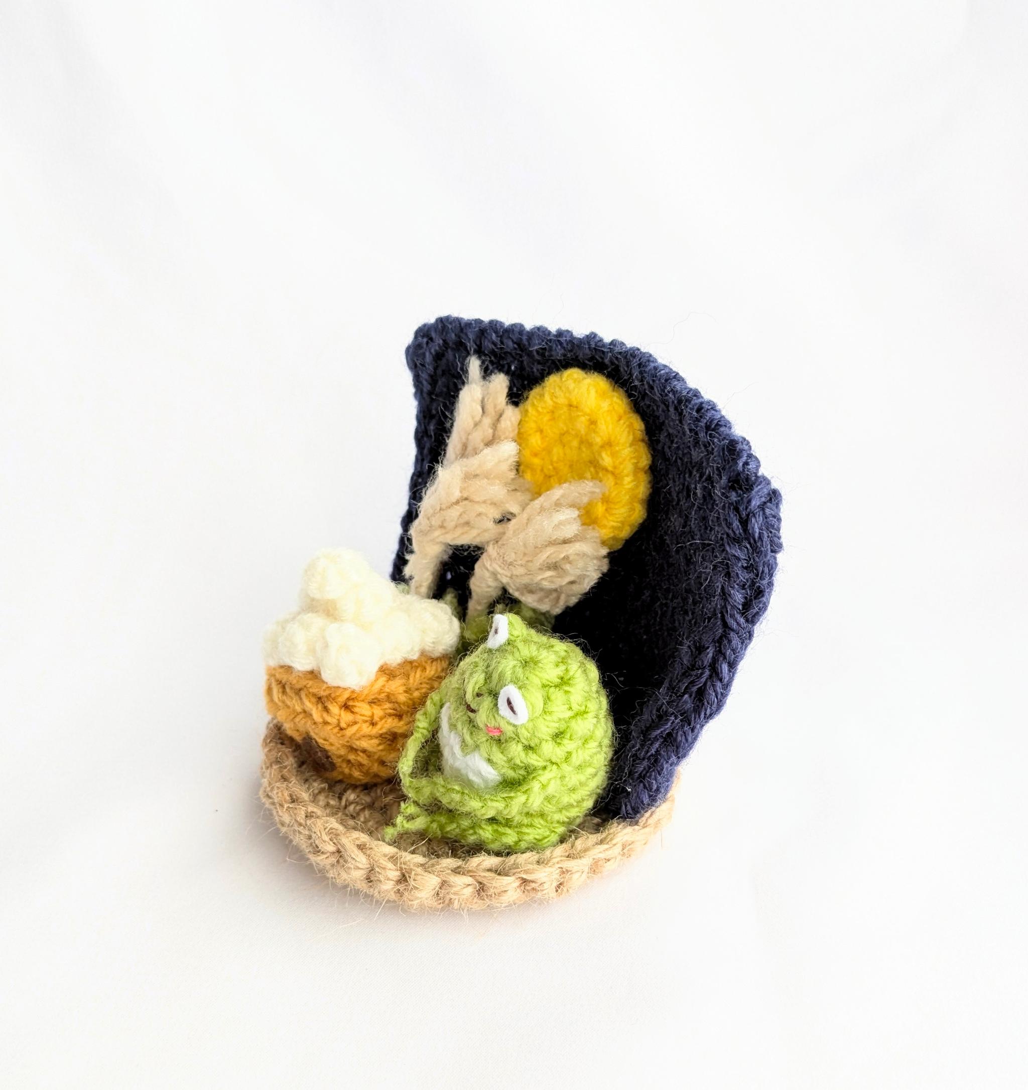 【受注制作】お月見カエルさんの小さな置物 | 4枚目