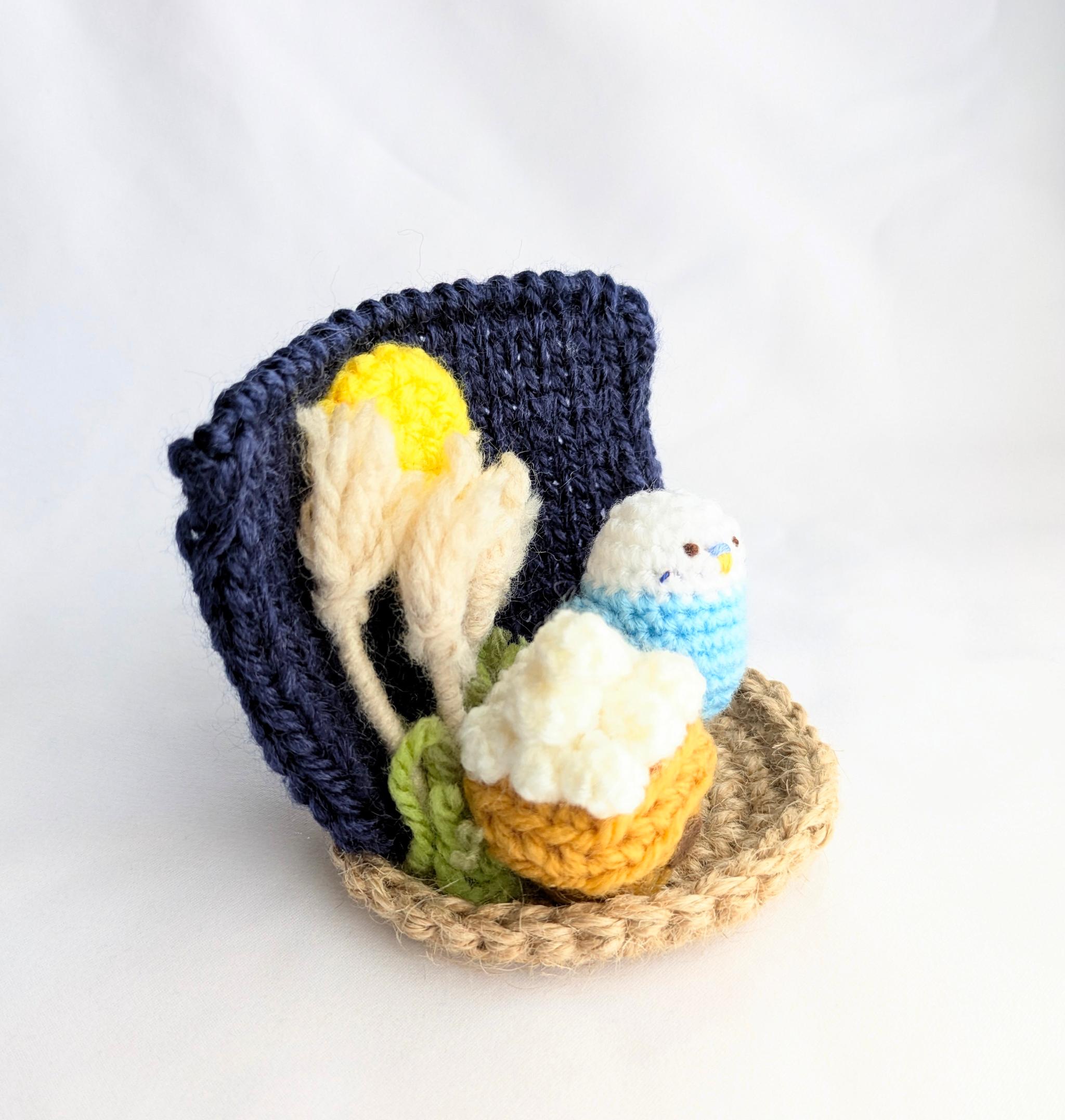 【受注制作】お月見セキセイインコちゃんの小さな置物 | 4枚目