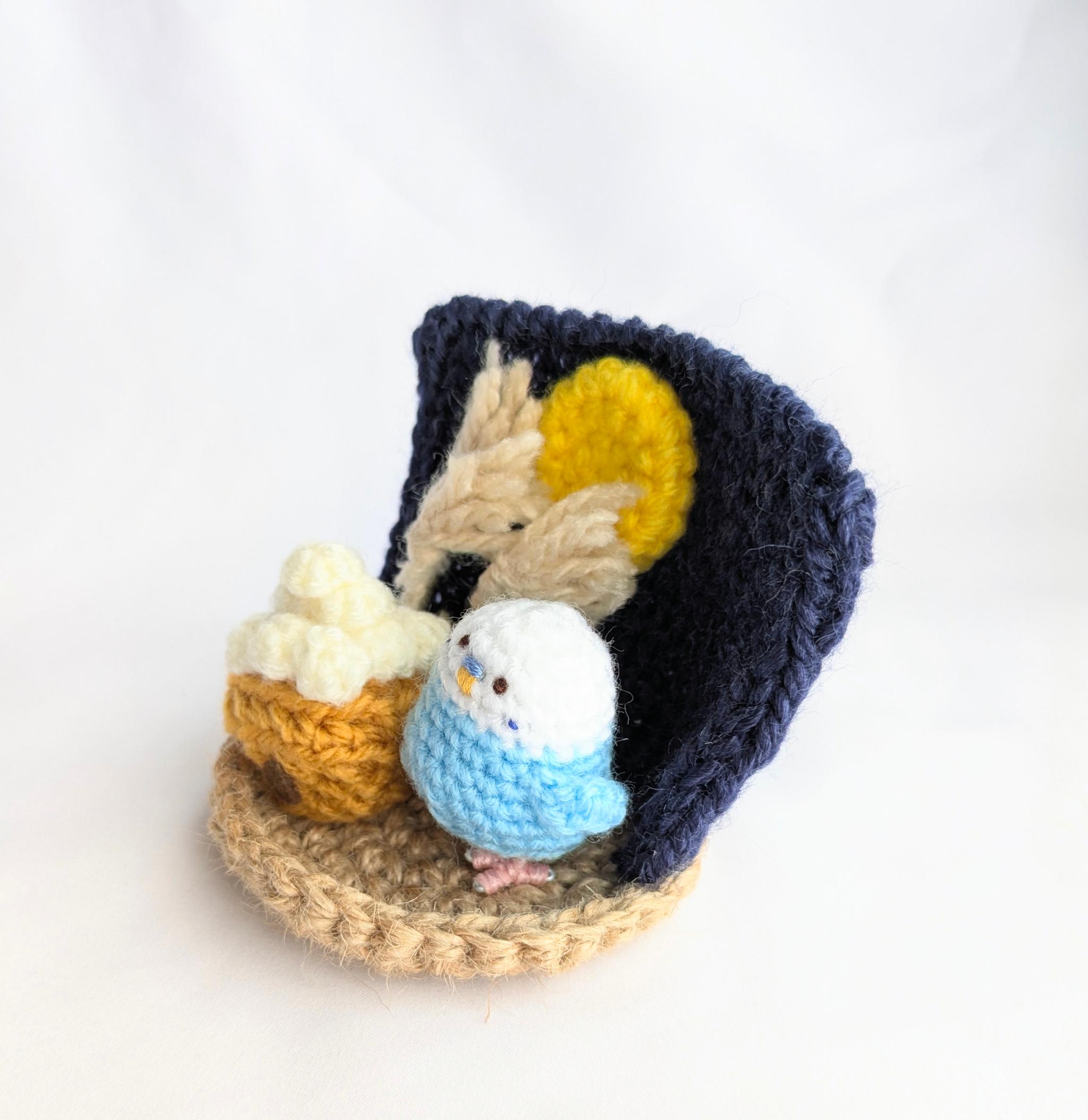 【受注制作】お月見セキセイインコちゃんの小さな置物 | 5枚目