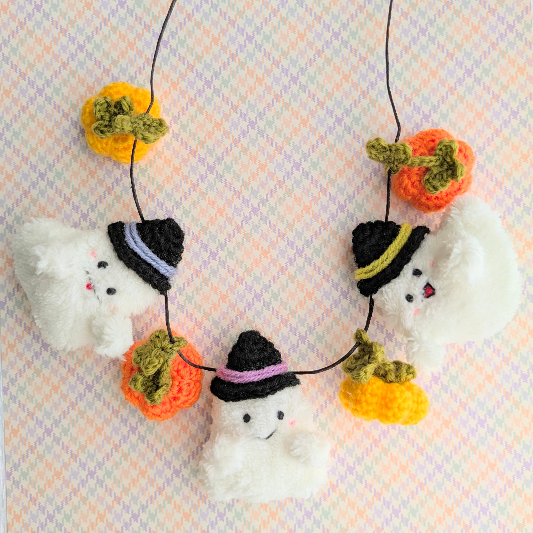 【受注制作】ふわふわオバケちゃんのハロウィンガーランド1枚目の画像