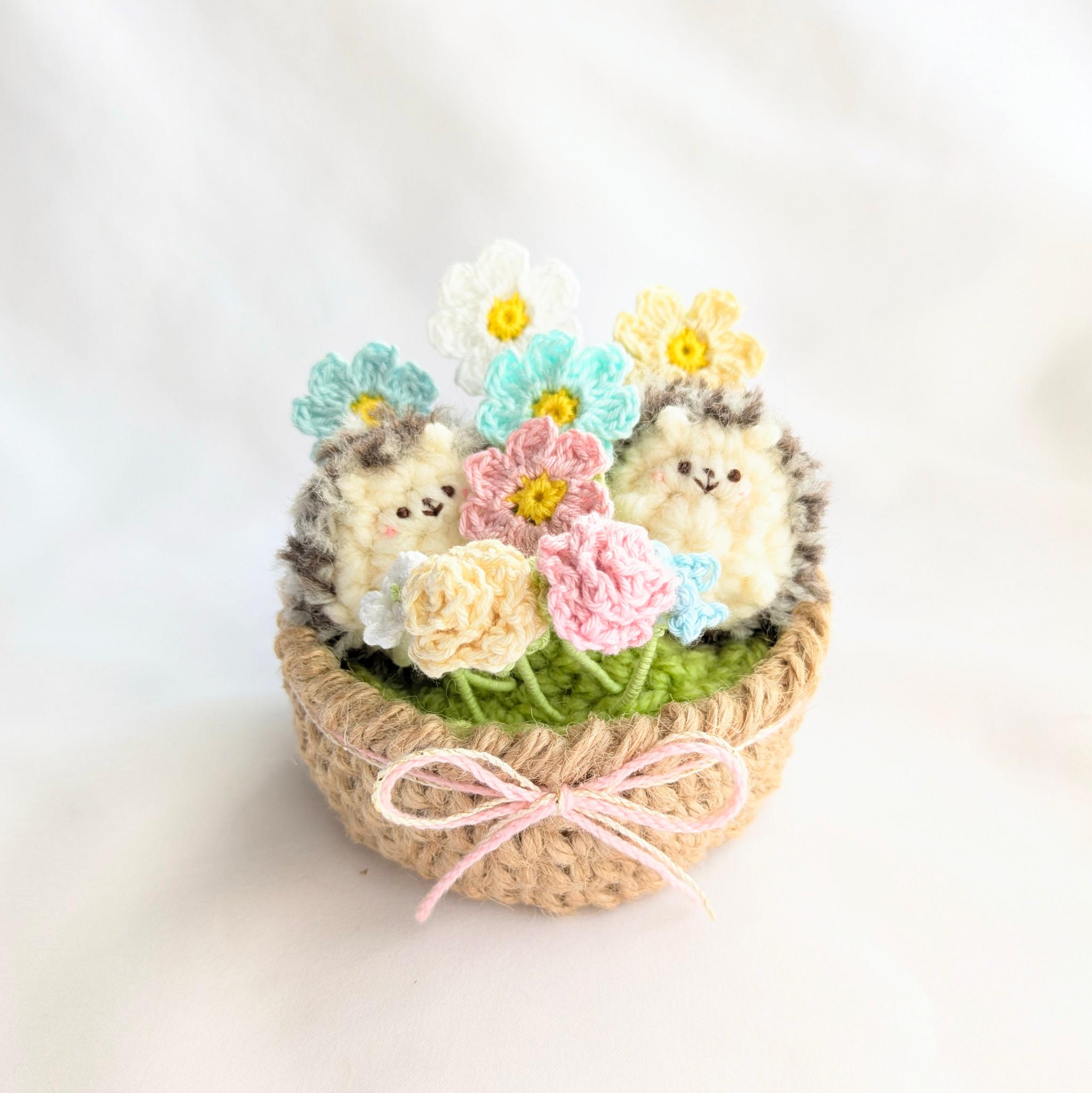 【受注制作】ハリネズミさんの花かご1枚目の画像