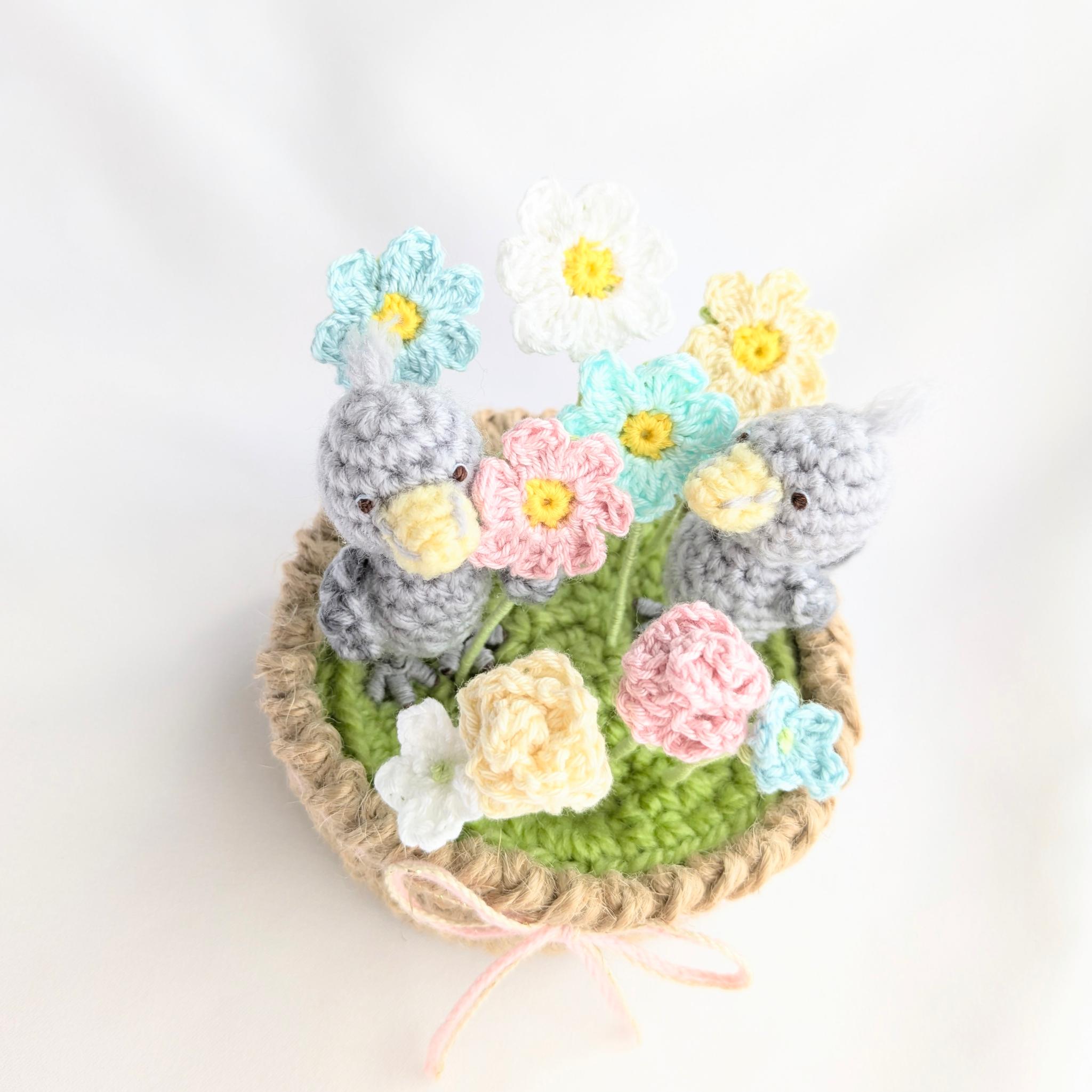 【受注制作】ハシビロコウさんの花かご | 5枚目