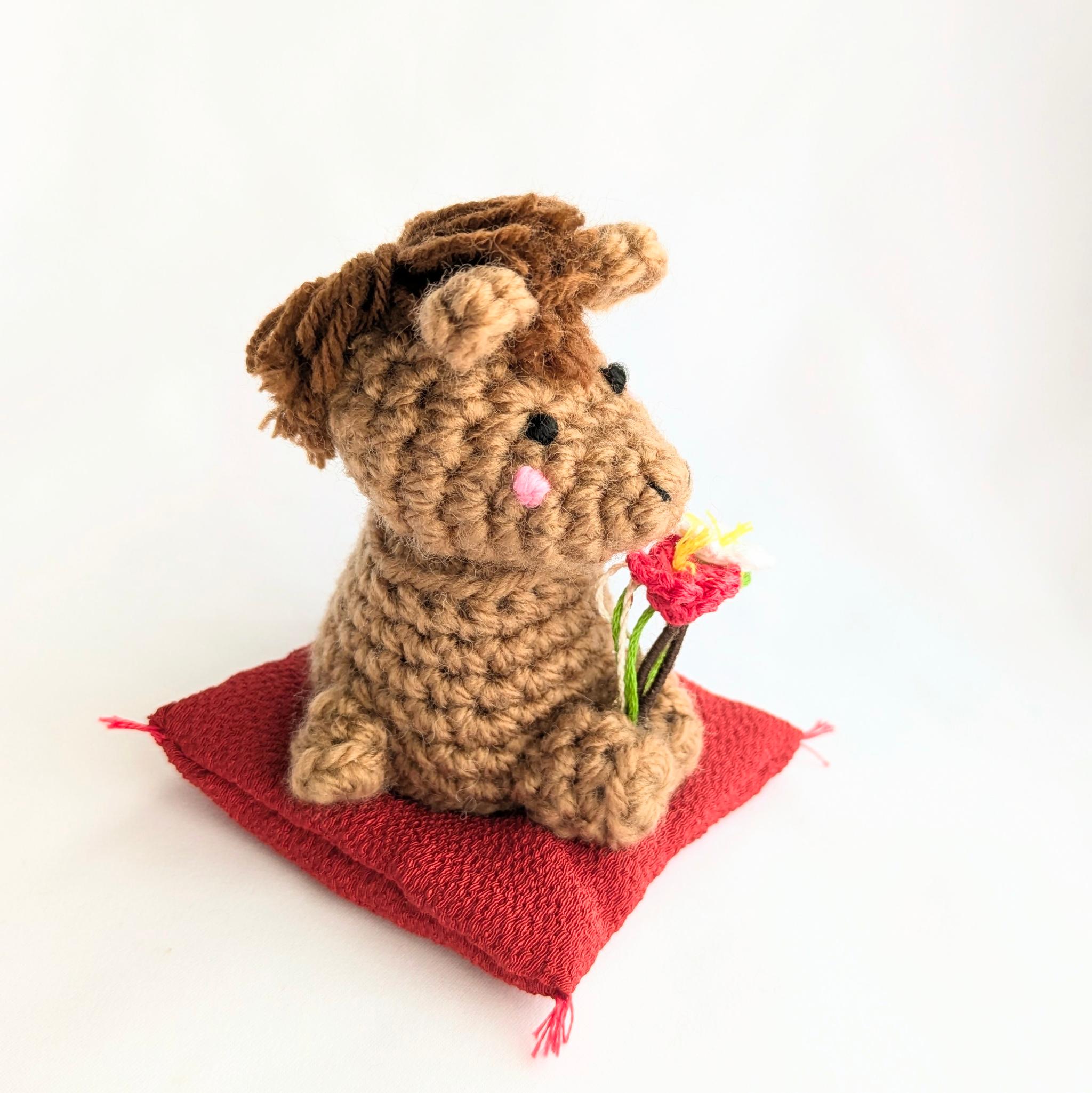 【受注制作】座布団付き干支の置物(茶うまさん) | 3枚目