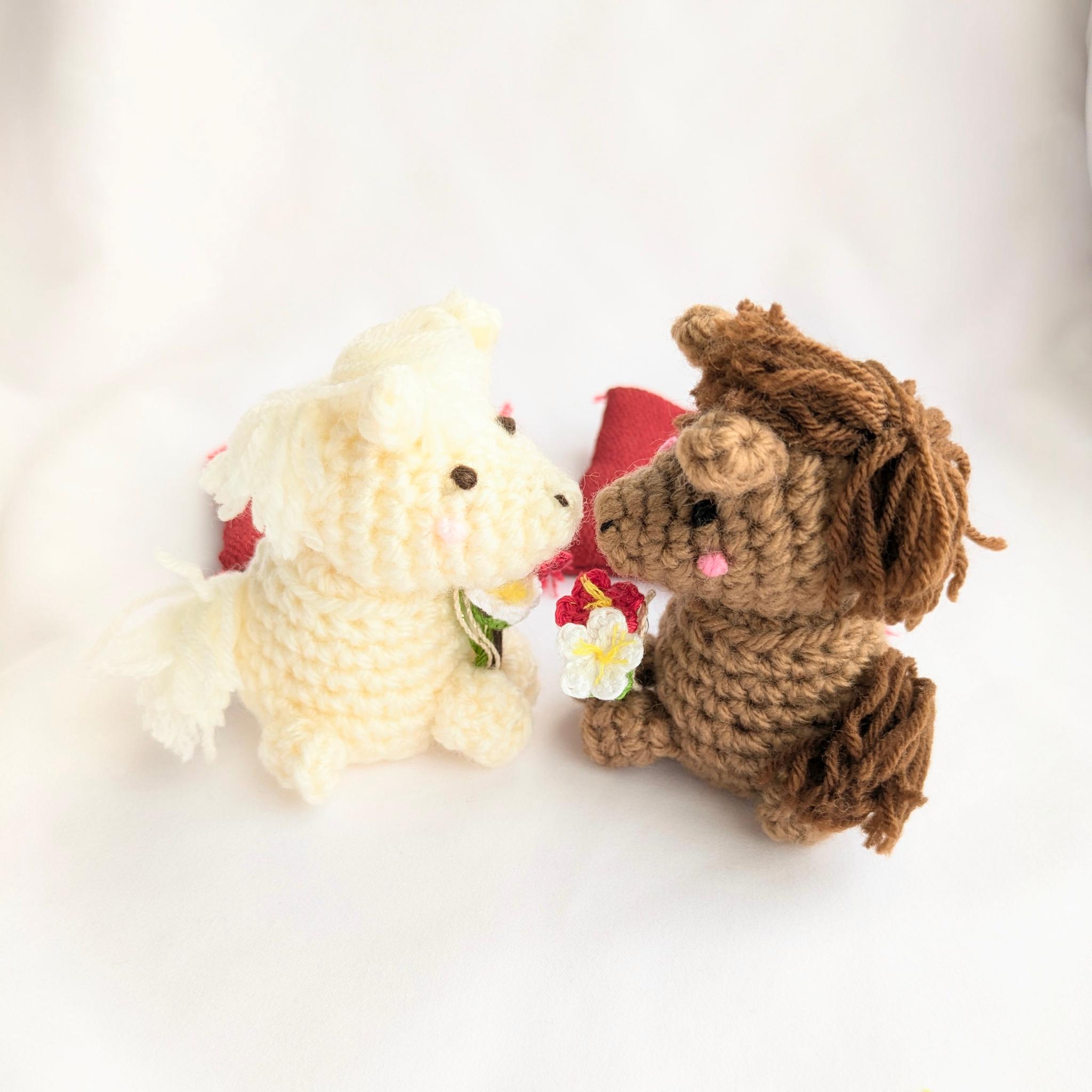 ☆セット割☆【受注制作】座布団付き干支の置物(白・茶うまさんのセット) | 6枚目