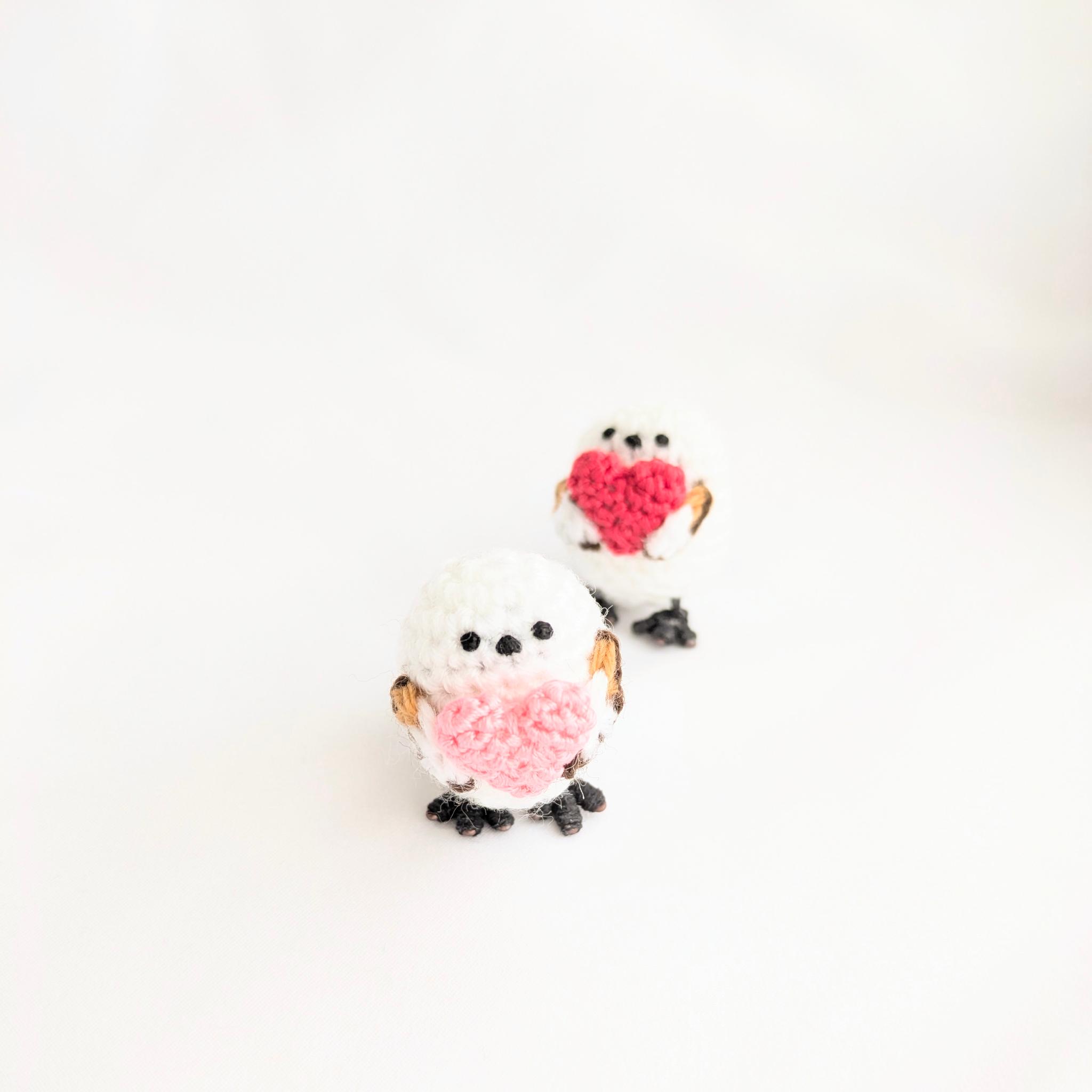 【受注制作】ハート持ち♡小さなシマエナガのあみぐるみ | 6枚目