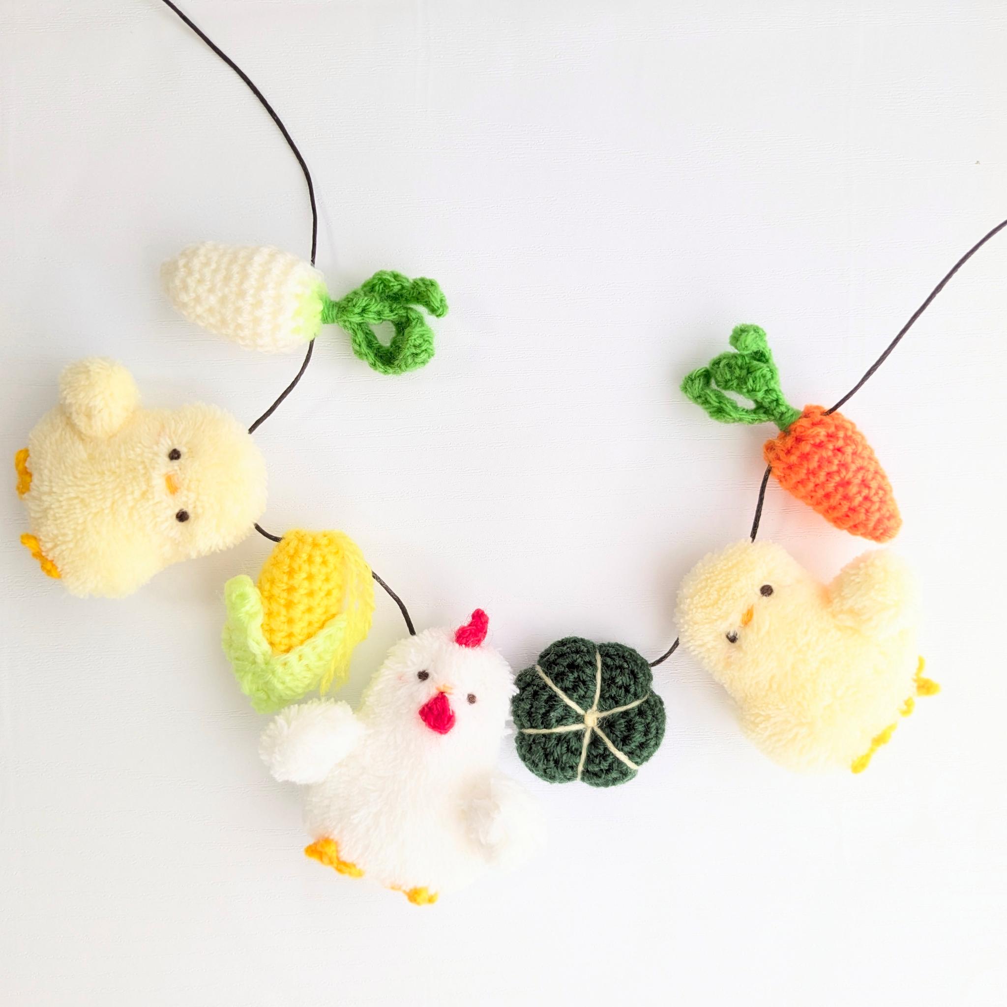 ふわふわひよこちゃん・にわとりさんのお野菜ガーランド1枚目の画像