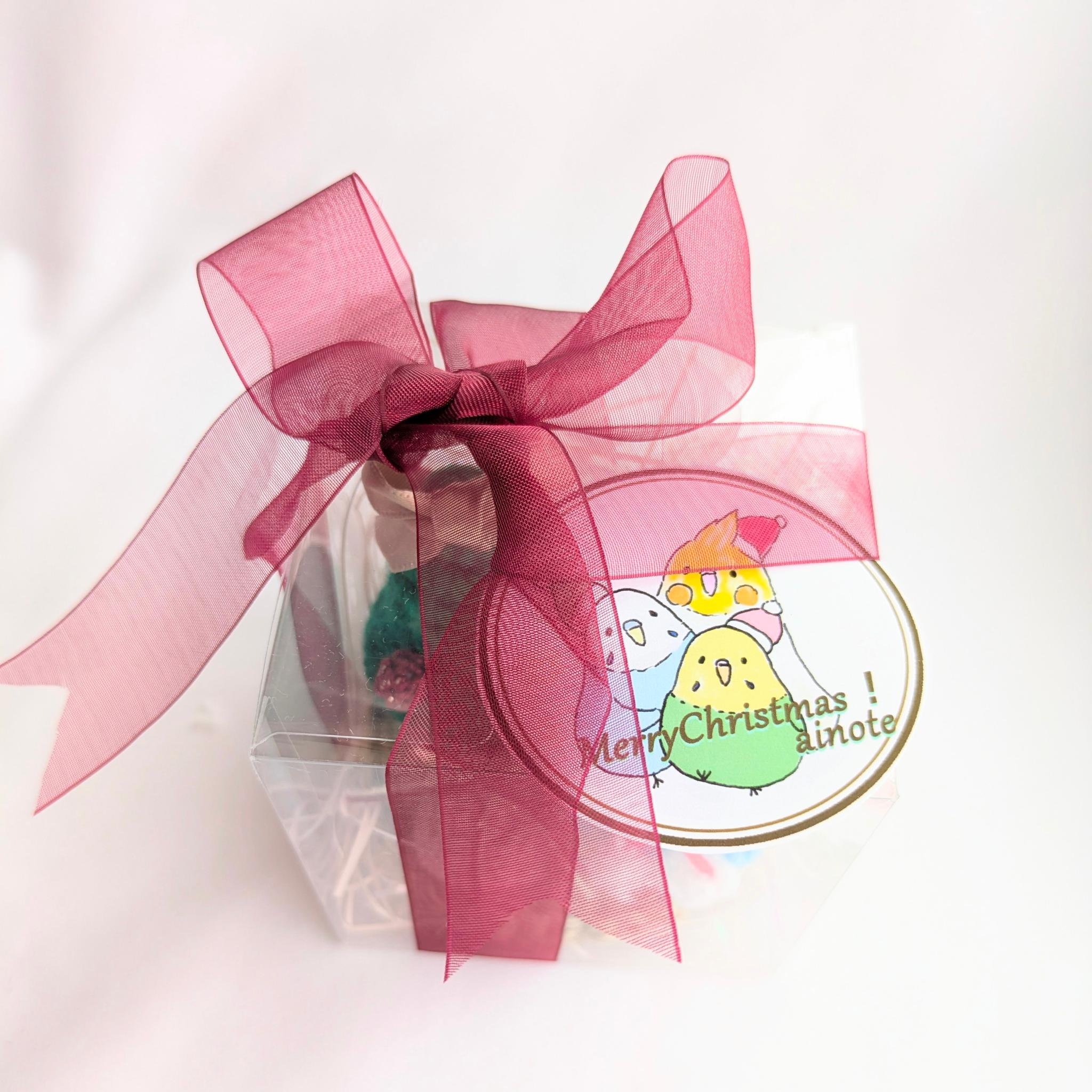 【受注制作】セキセイインコサンタさんのクリスマスギフト（クリアボックス入り） | 10枚目
