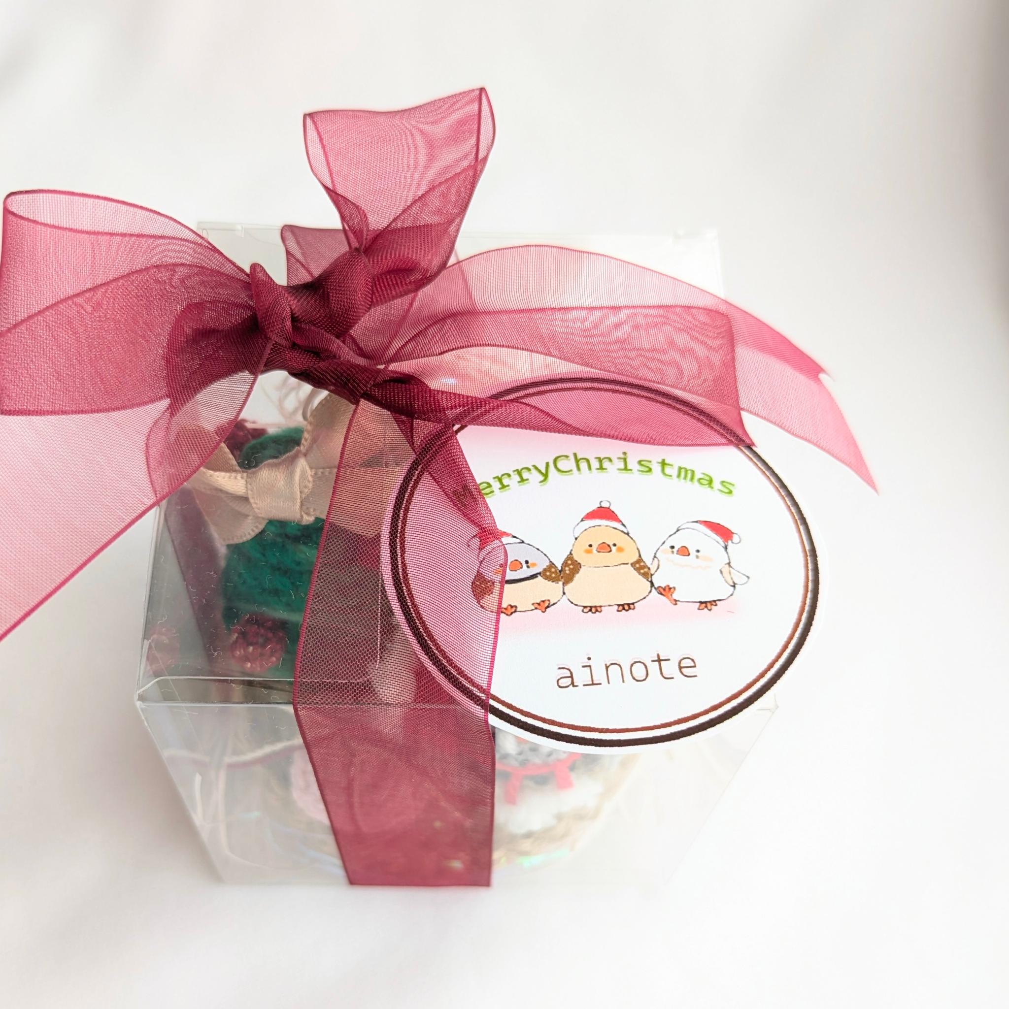 【受注制作】キンカチョウサンタさんのクリスマスギフト（クリアボックス入り） | 9枚目
