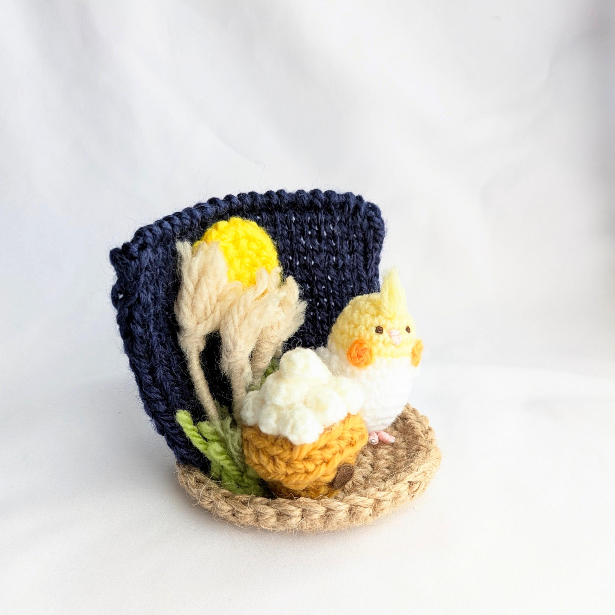 【受注制作】お月見オカメインコちゃんの小さな置物 | 3枚目