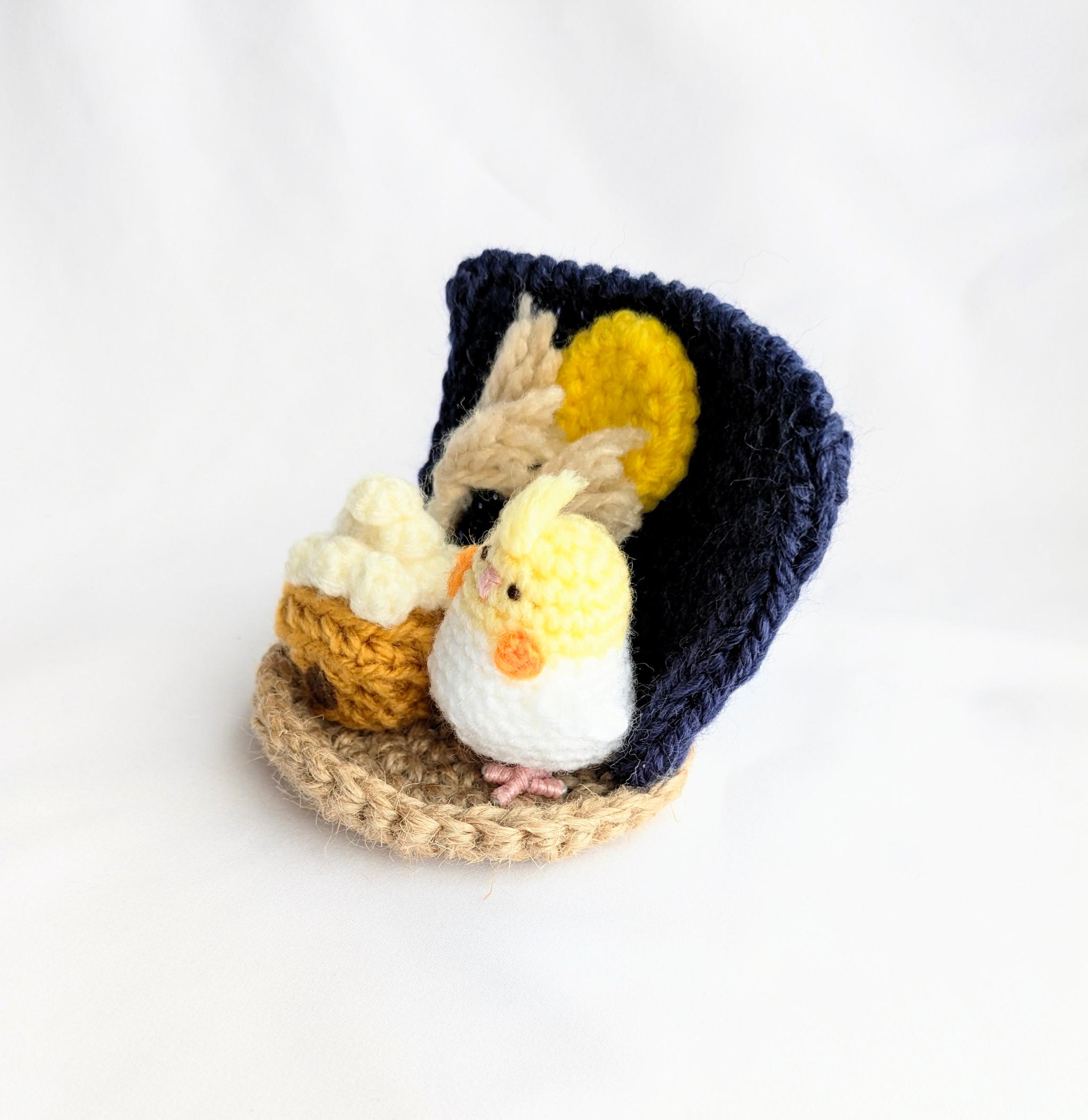 【受注制作】お月見オカメインコちゃんの小さな置物 | 4枚目