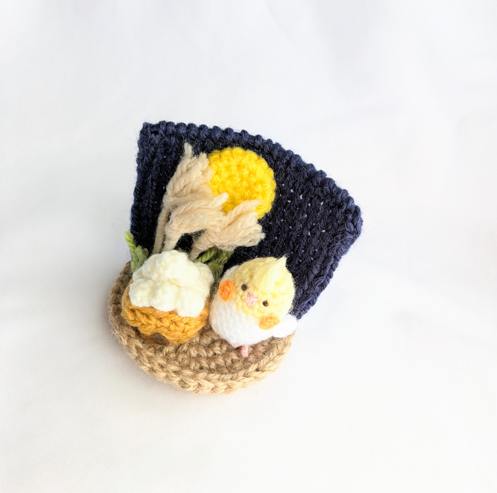 【受注制作】お月見オカメインコちゃんの小さな置物 | 5枚目